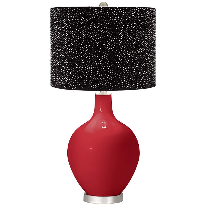 Image 1 Ribbon Red Ovo Table Lamp w/ Black Scatter Gold Shade