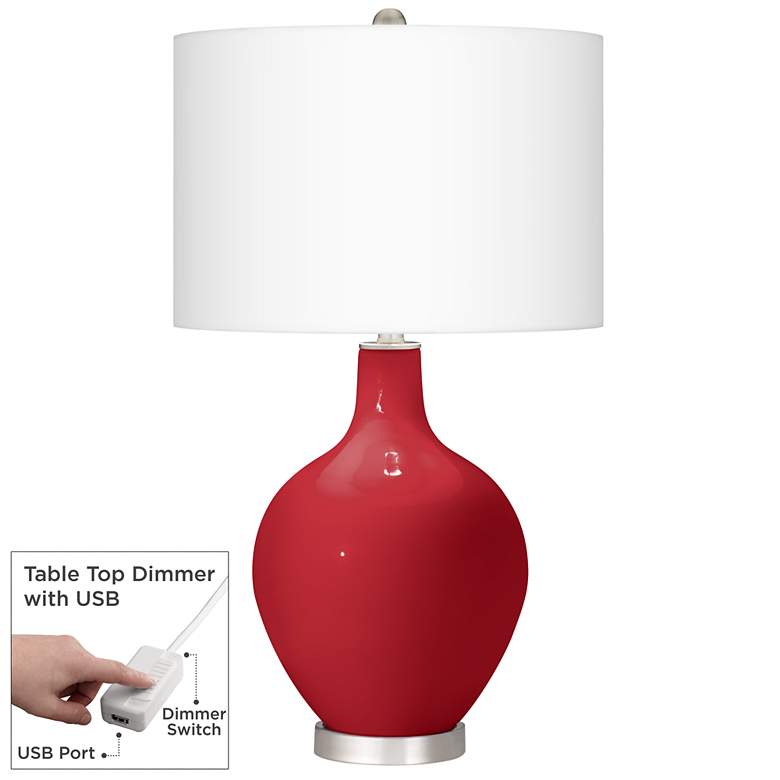 Image 1 Ribbon Red Ovo Table Lamp With Dimmer
