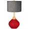 Ribbon Red Pleated Charcoal Shade Wexler Table Lamp