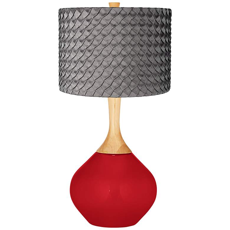 Image 1 Ribbon Red Pleated Charcoal Shade Wexler Table Lamp