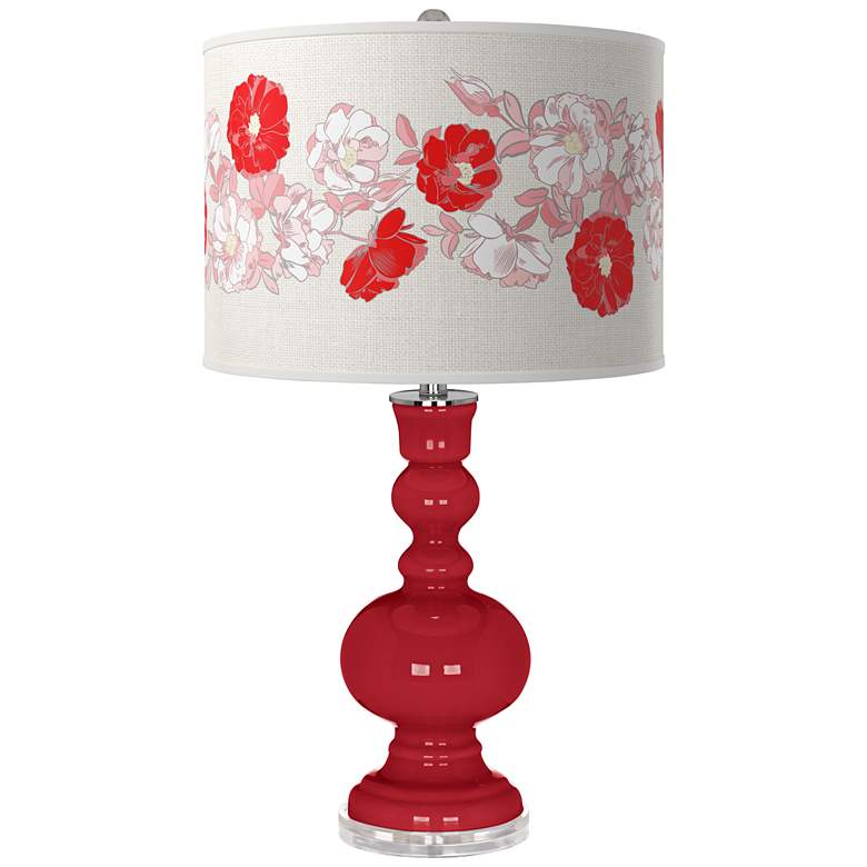 Image 1 Ribbon Red Rose Bouquet Apothecary Table Lamp