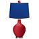 Ribbon Red - Satin Dark Blue Ovo Lamp with Color Finial