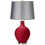 Ribbon Red - Satin Light Gray Shade Ovo Table Lamp