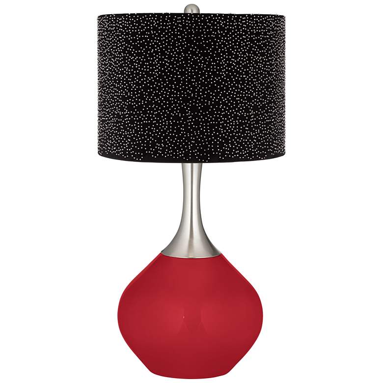 Image 1 Ribbon Red Spencer Table Lamp w/ Black Scatter Gold Shade