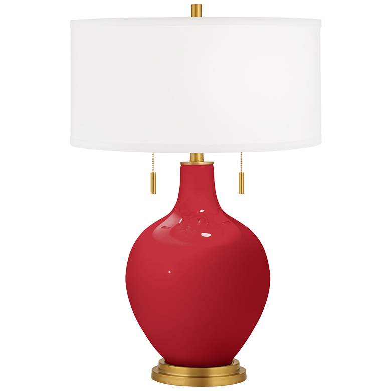 Image 2 Ribbon Red Toby Brass Accents Table Lamp with Dimmer