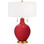 Ribbon Red Toby Brass Accents Table Lamp with Dimmer