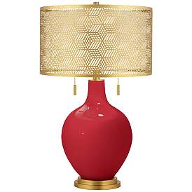 Image1 of Ribbon Red Toby Brass Metal Shade Table Lamp