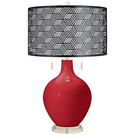 Image1 of Ribbon Red Toby Table Lamp With Black Metal Shade