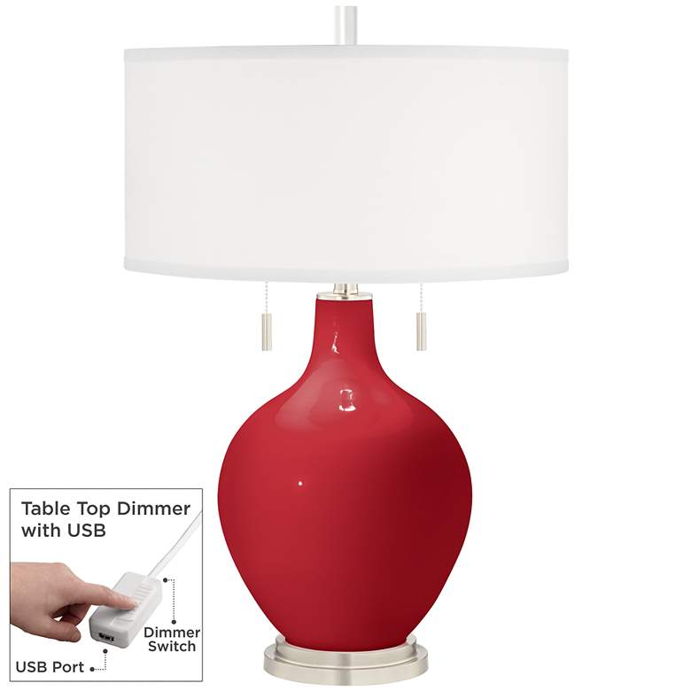 Image 1 Ribbon Red Toby Table Lamp with Dimmer