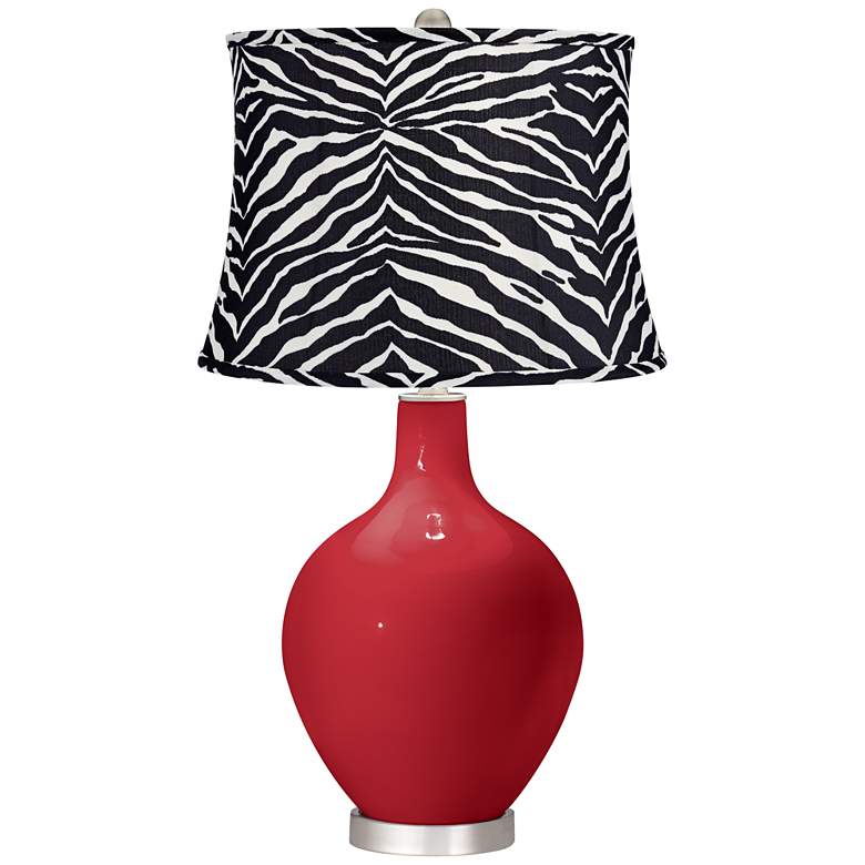 Image 1 Ribbon Red Zebra Stripe Shade Ovo Table Lamp