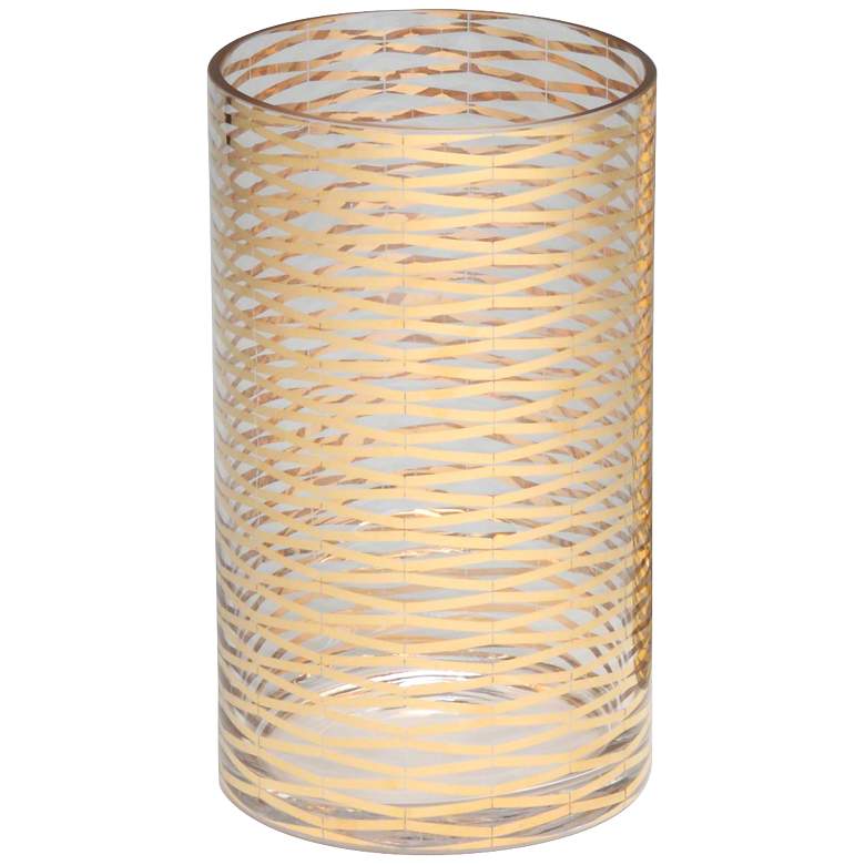 Image 1 Ribbons 14K Gold 10 inch High Medium Metallic Glass Vase