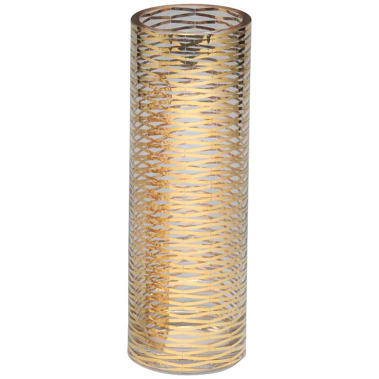 Image 1 Ribbons 14K Gold 13 3/4 inch High Tall Metallic Glass Vase