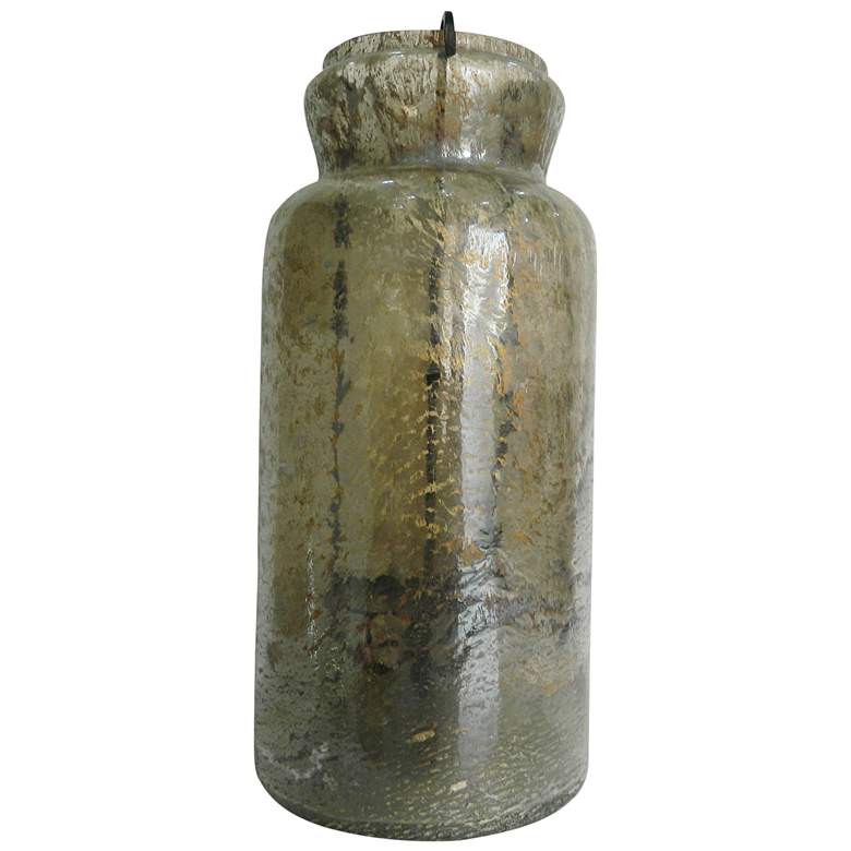 Image 1 Rica Antique Green Glass Pillar Candle Holder