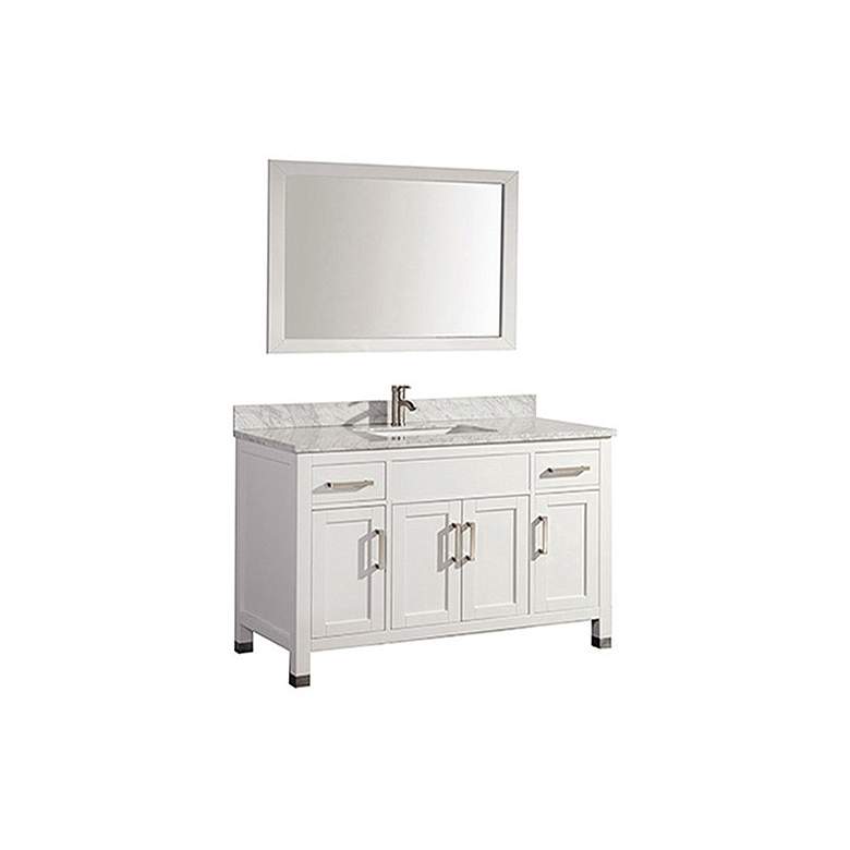 Image 1 Ricca 60 inch White Single-Sink Bathroom Vanity and Mirror