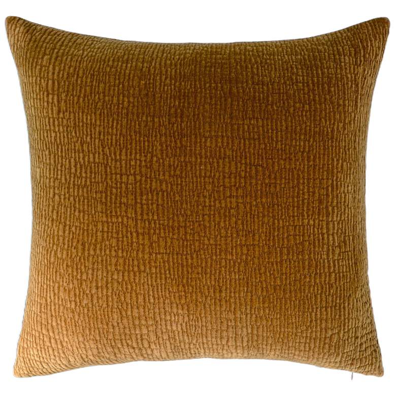 Image 1 Ricci Pillow - Mustard Textured Velvet - Down Insert