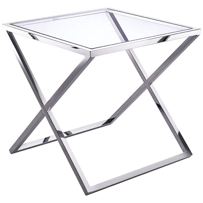 Image 1 Ricci Stainless Steel and Clear Glass Square Side Table