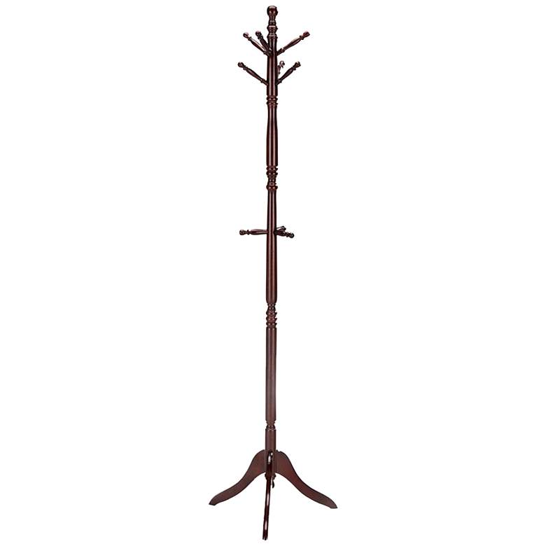 Image 1 Riccio 71 1/2" High Cherry Finish Swiveling Coat Rack