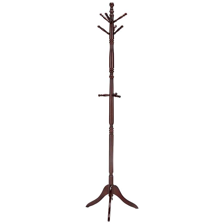 Image 1 Riccio 71 1/2 inch High Cherry Finish Swiveling Coat Rack