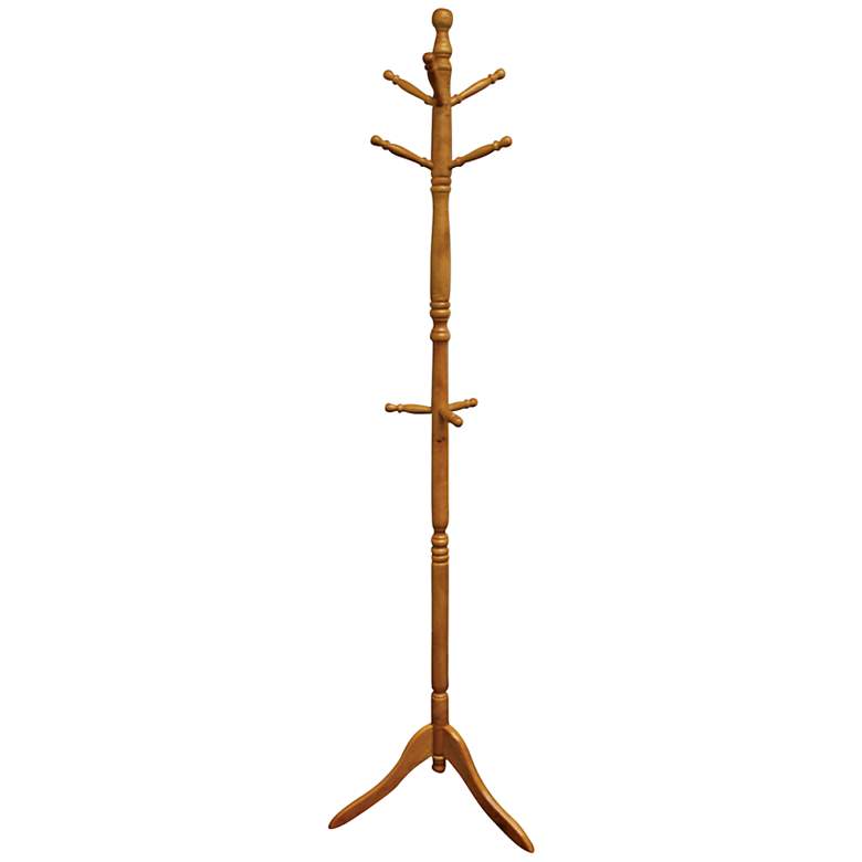 Image 1 Riccio 71 1/2" High Natural Oak Swiveling Coat Rack