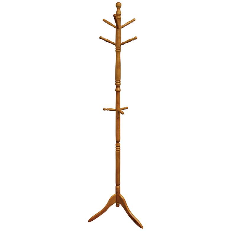 Image 1 Riccio 71 1/2 inch High Natural Oak Swiveling Coat Rack