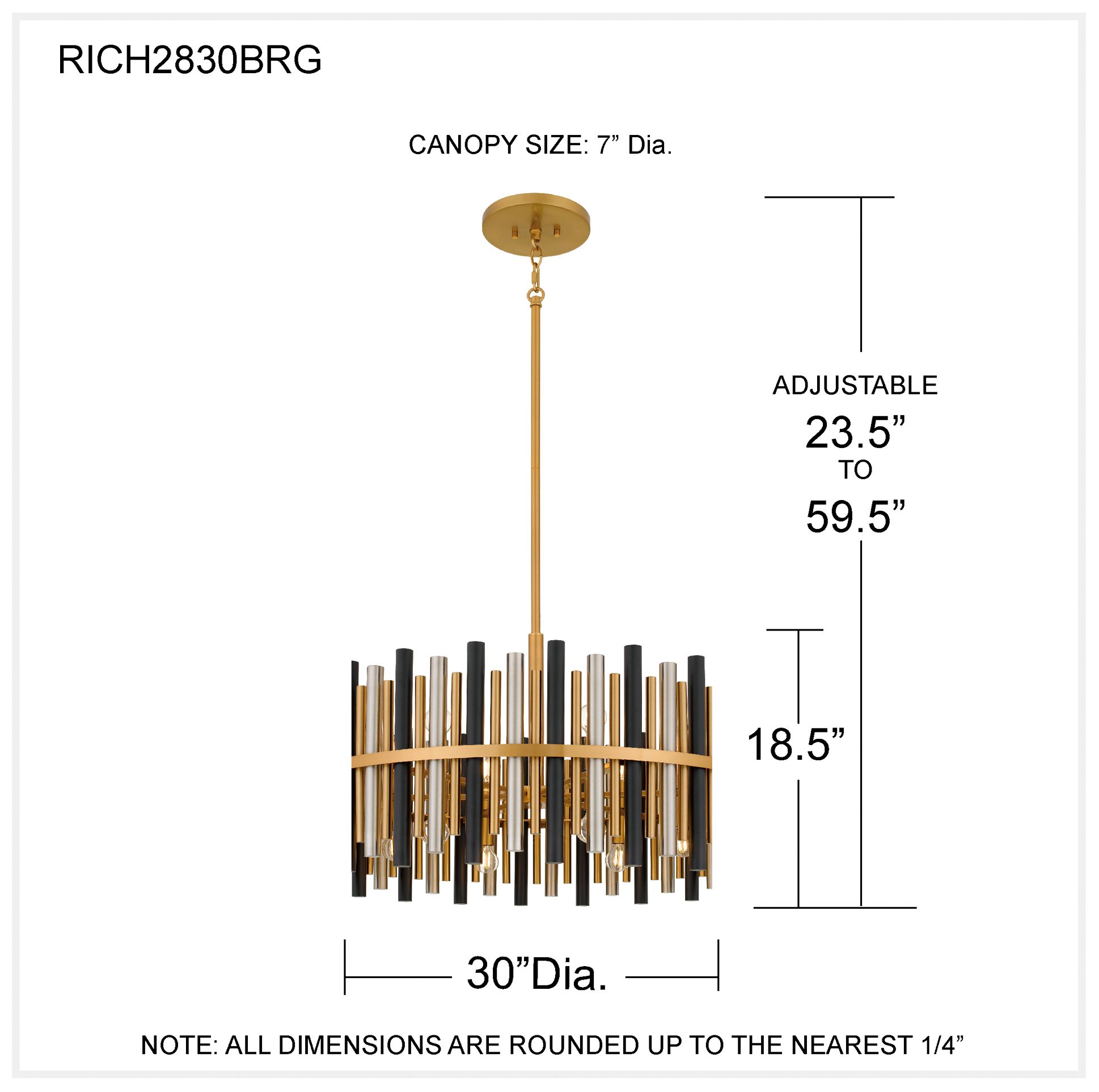Richards 12-Light Brushed Gold Pendant Light