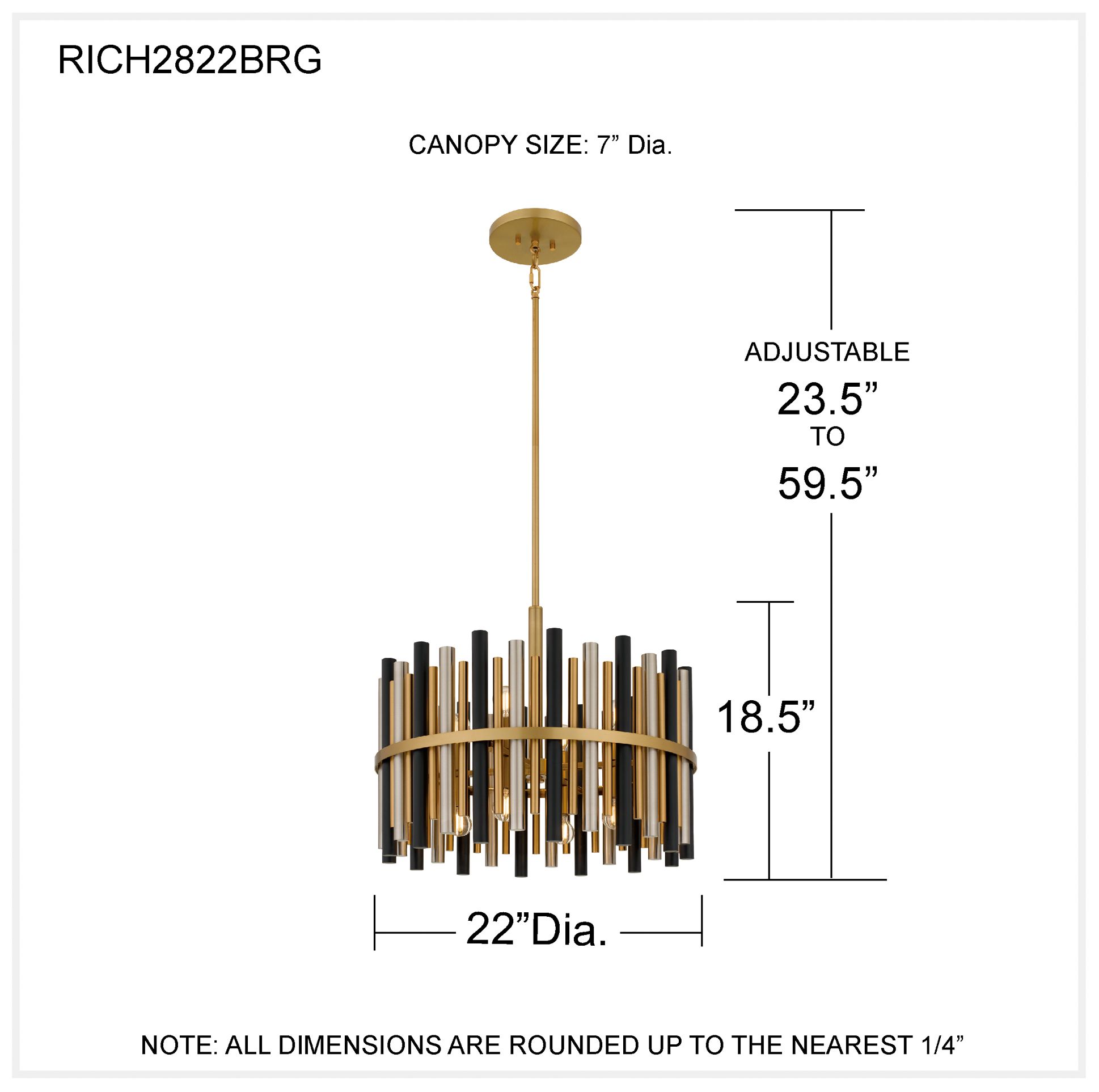 Richards 8-Light Brushed Gold Pendant Light