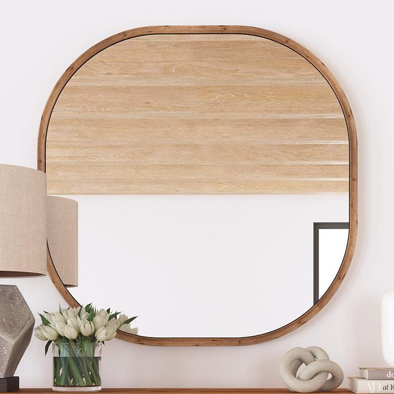 Image 2 Richards Brown Mango Wood 43" Oversized Square Wall Mirror