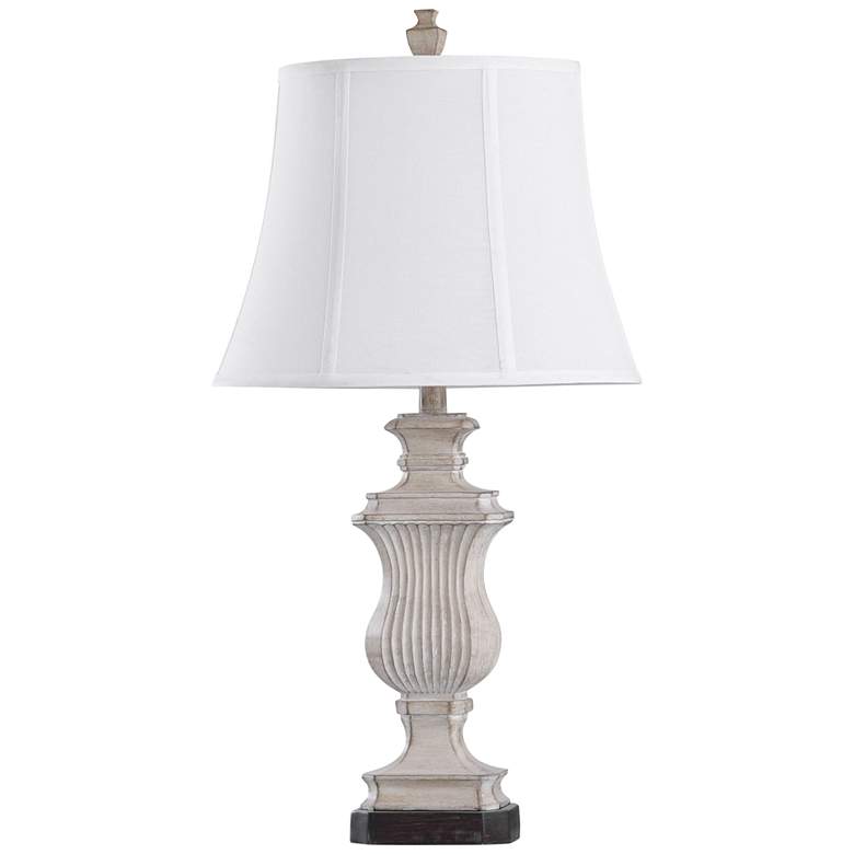 Image 1 Richards Textured Cream Ribbed Urn Table Lamp
