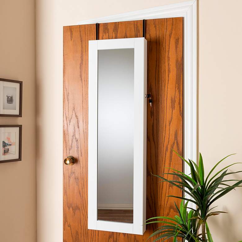 Image 1 Richelle 14 1/4"W White Hanging Jewelry Armoire with Mirror