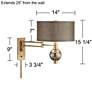 Richford Brass Plug-In Swing Arm Wall Lamp with Dimmer
