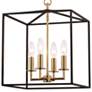 Richie 13" Wide Aged Brass and Textured Black 4-Light Square Pendant
