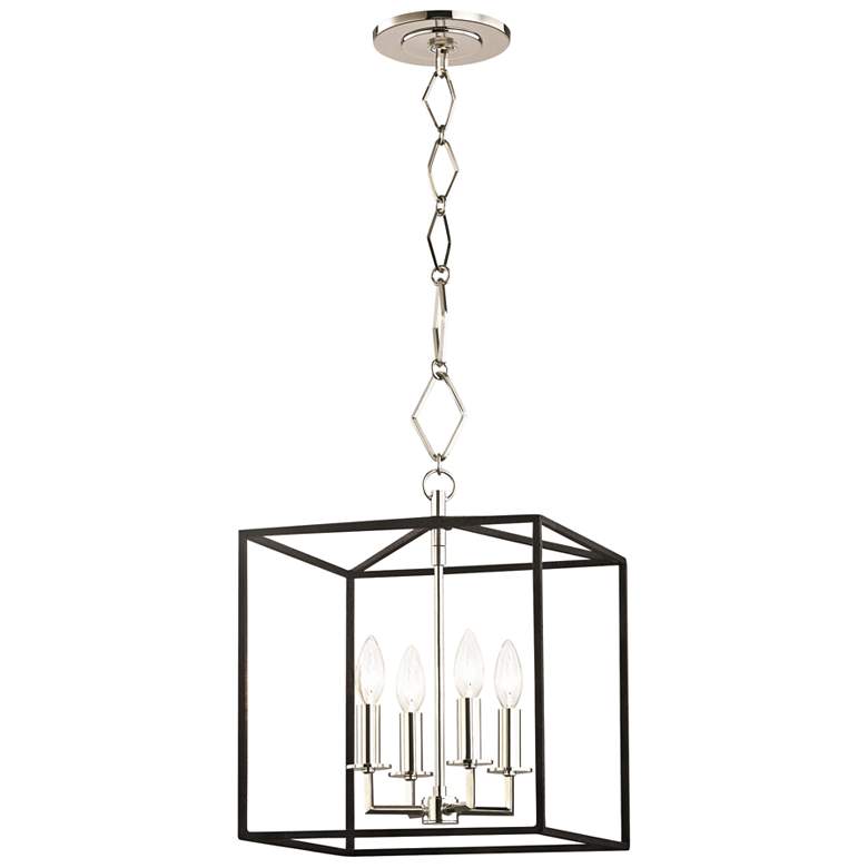 Image 2 Richie 13 inch Wide Polished Nickel and Black 4-Light Pendant