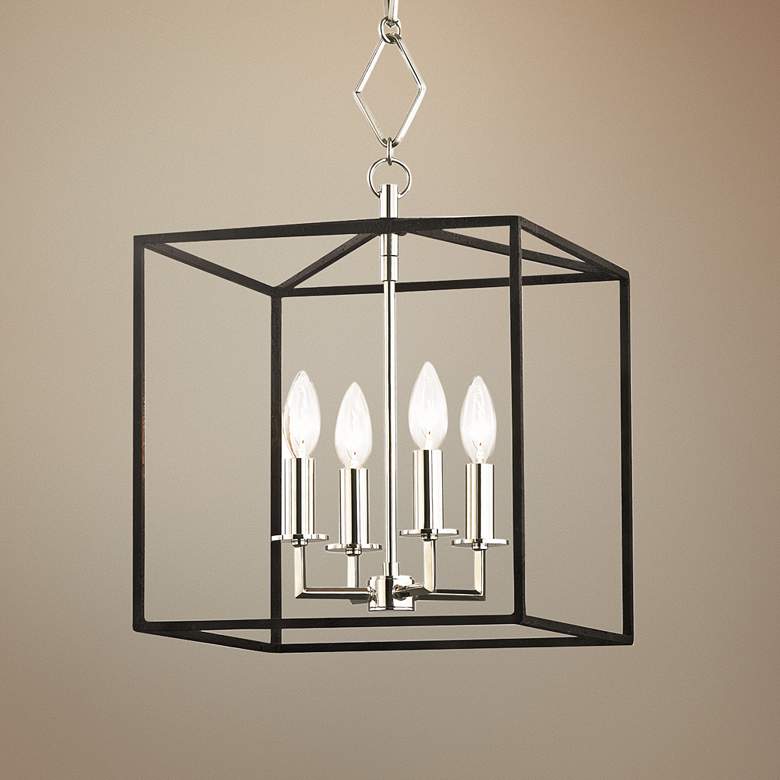 Richie 13&quot; Wide Polished Nickel and Black 4-Light Pendant