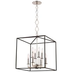 Richie 18&quot; Wide Polished Nickel and Black 8-Light Pendant