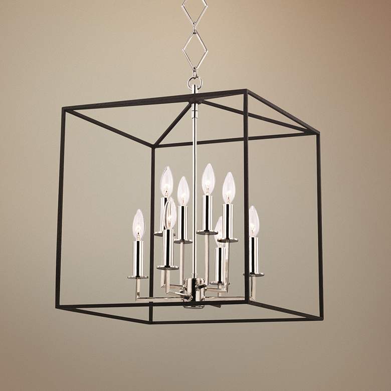 Image 1 Richie 18" Wide Polished Nickel and Black 8-Light Pendant