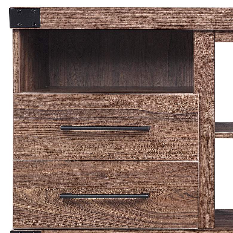 Image 3 Richmond 60" Wide Brown Wood 2-Drawer TV Stand more views