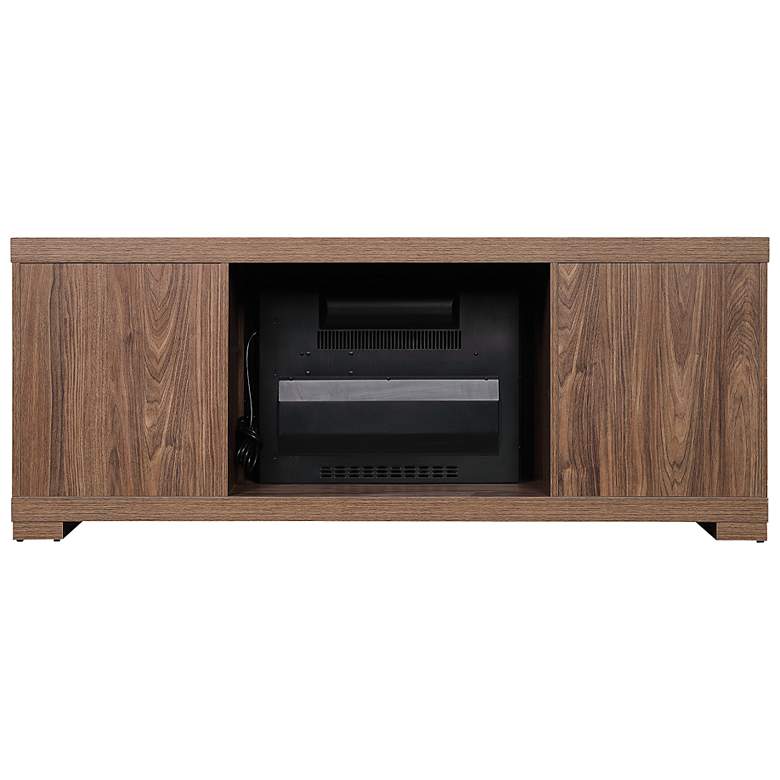 Image 6 Richmond 60"W Brown Wood 2-Shelf 2-Drawer Electric Fireplace more views