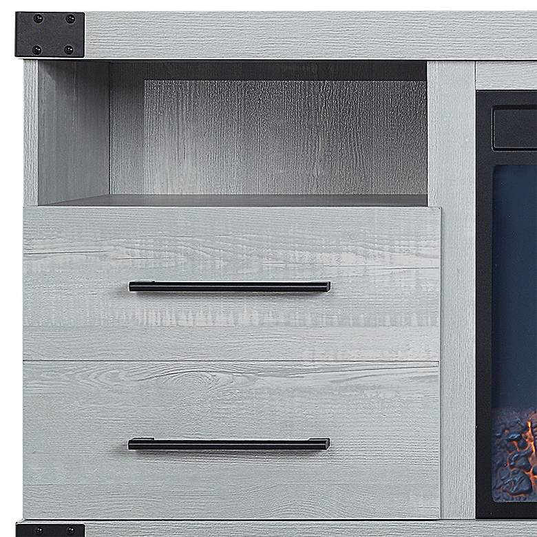 Image 3 Richmond 60"W Gray Wood 2-Shelf 2-Drawer Electric Fireplace more views