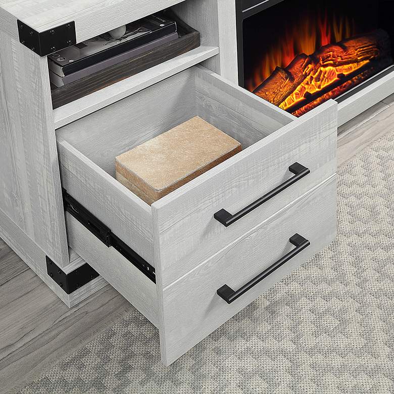 Image 4 Richmond 60"W Gray Wood 2-Shelf 2-Drawer Electric Fireplace more views