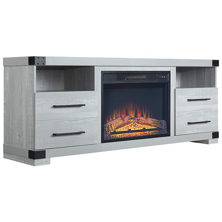 Image 5 Richmond 60"W Gray Wood 2-Shelf 2-Drawer Electric Fireplace more views