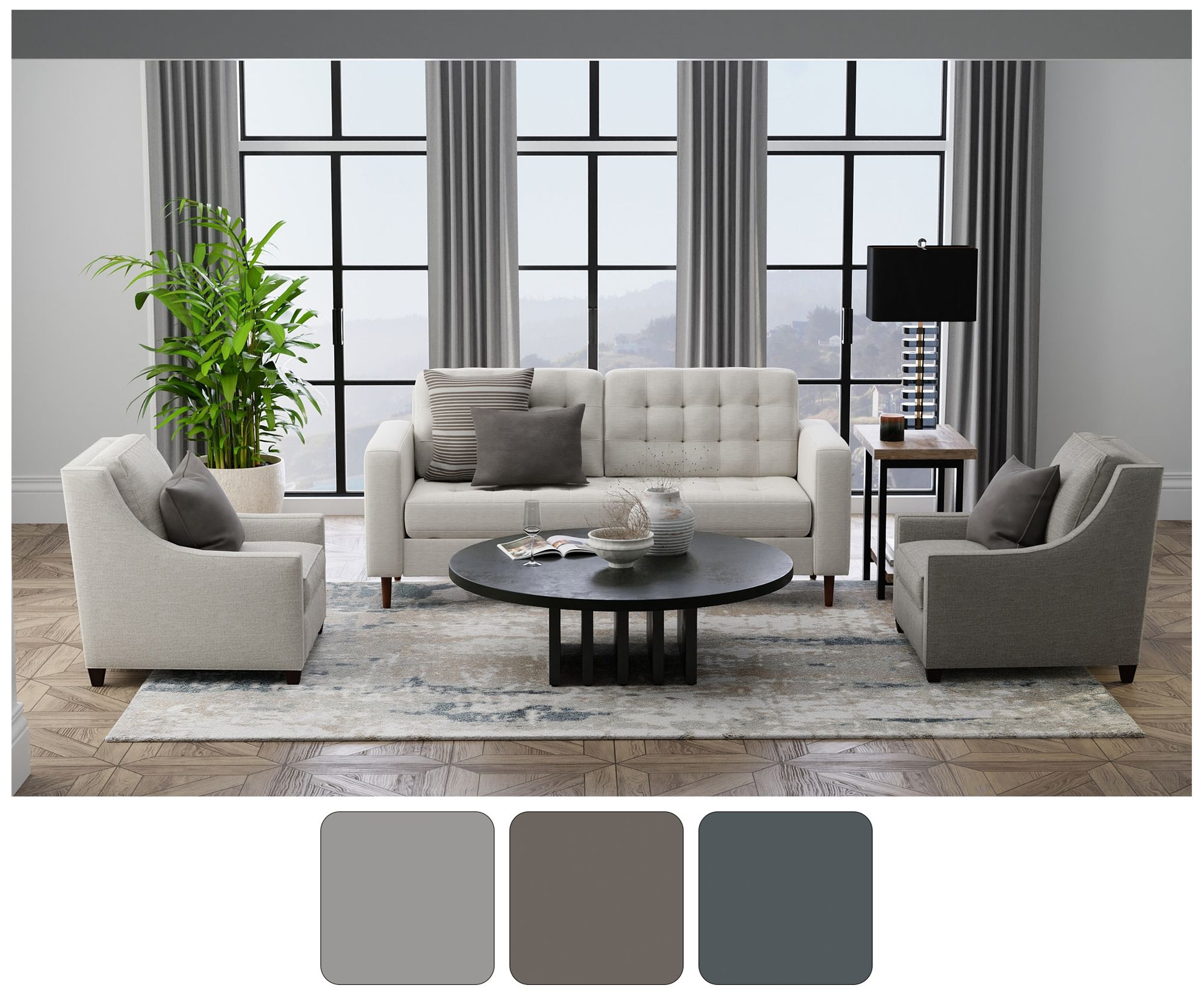 Image 5 Richmond Abstract Indoor Gray Area Rug 39R6F 5' x 7'-6" more views