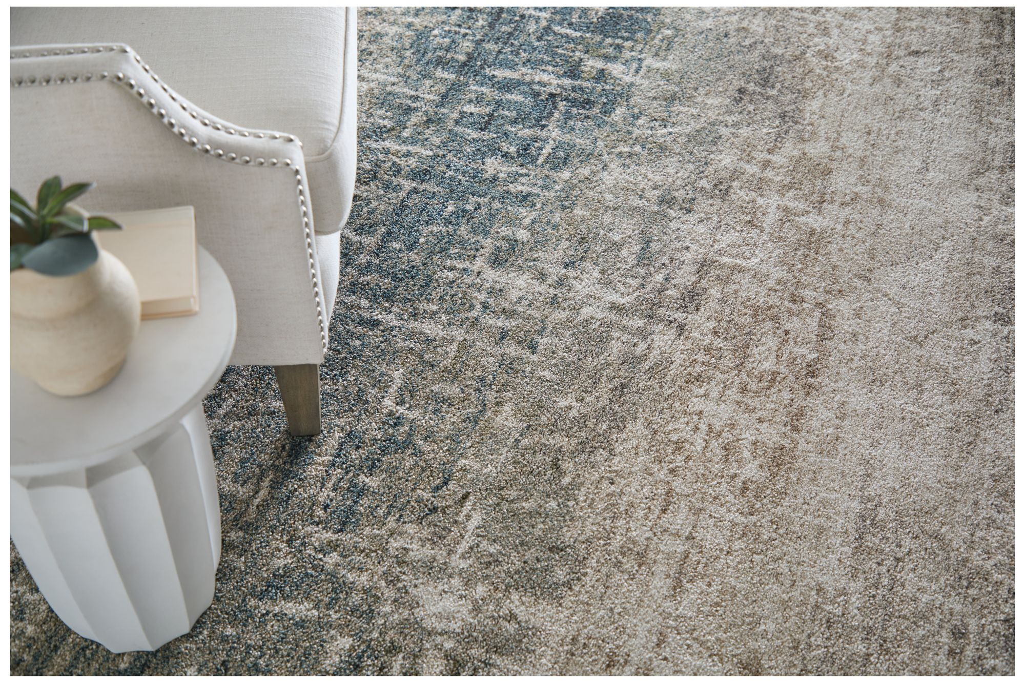 Image 2 Richmond Abstract Indoor Ivory Area Rug 39R5F 1'-8" x 2'-10" more views
