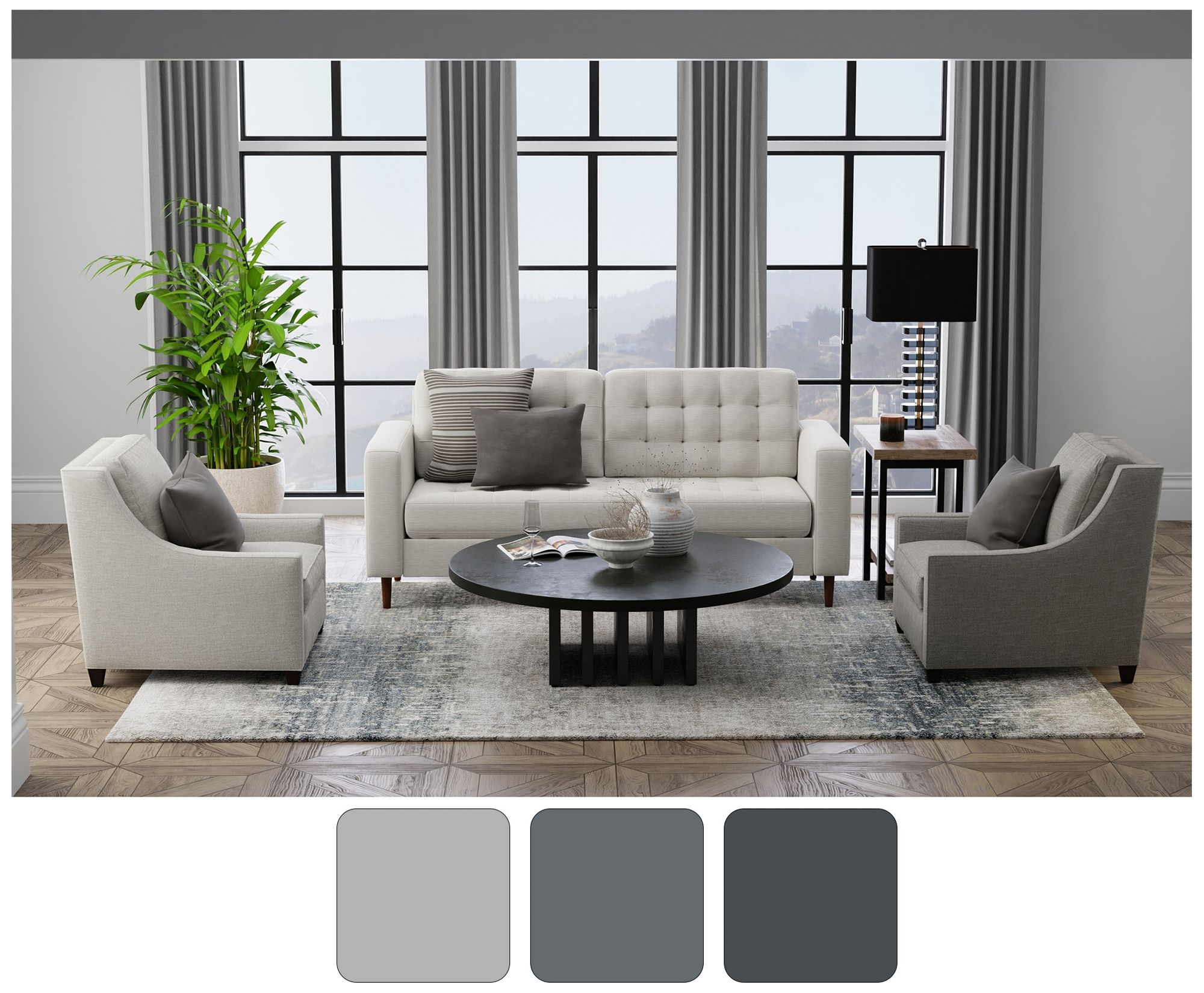 Image 5 Richmond Abstract Indoor Ivory Area Rug 39R5F 6'-7" x 9'-6" more views