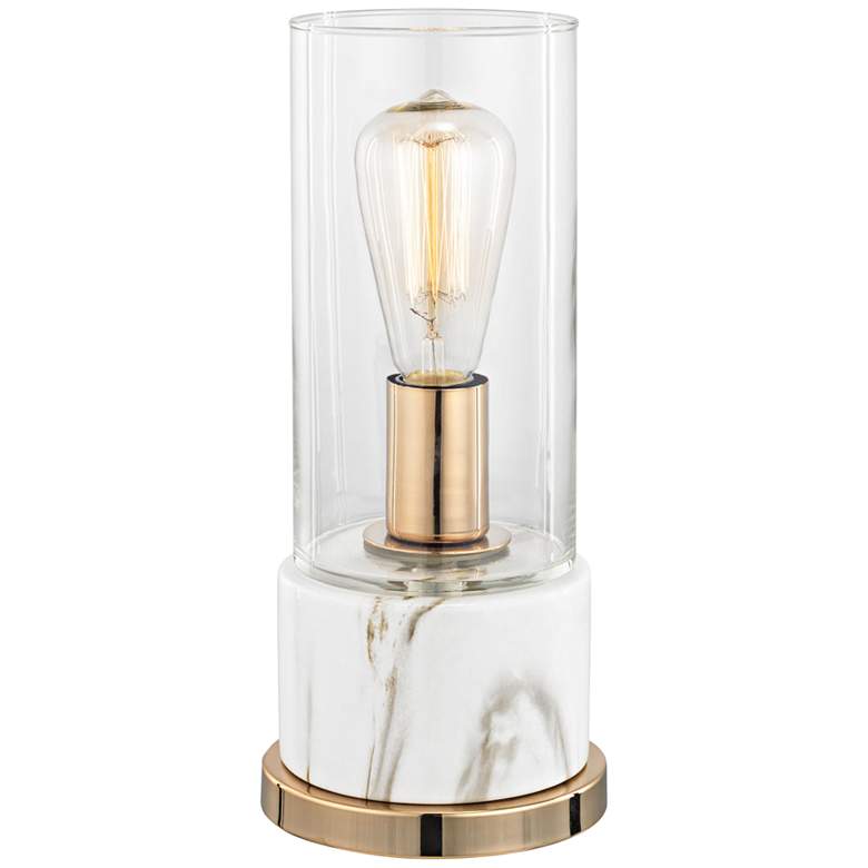 Image 1 Richmond Hill Clear Glass and White Faux Marble Table Lamp