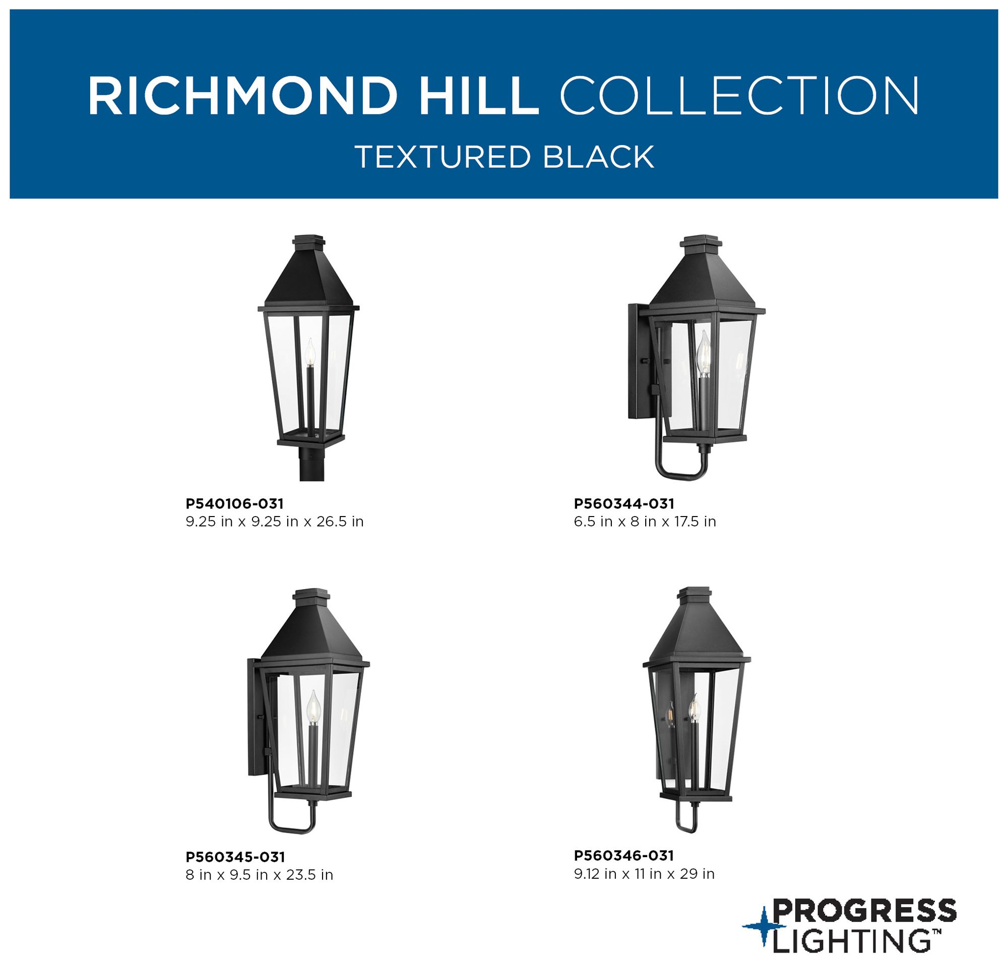 Richmond Hill Collection One-Light Clear Glass Outdoor Post Light