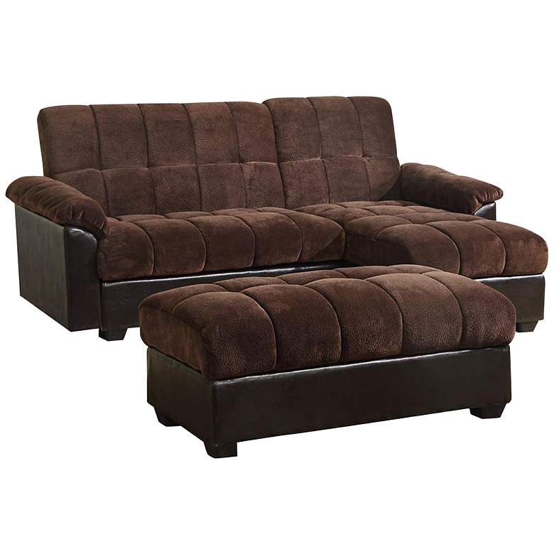 Image 1 Rick Right-Facing 3-Piece Dark Brown Sectional Sleeper