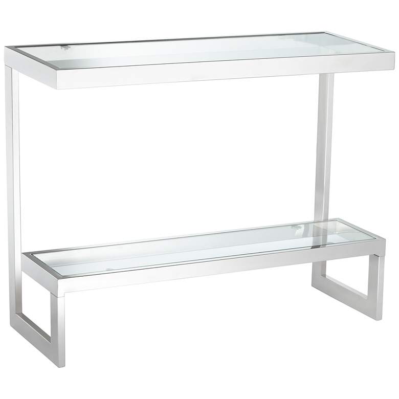 Rico 39 1/2&quot; Wide Chrome Glass Shelf Modern Console Table