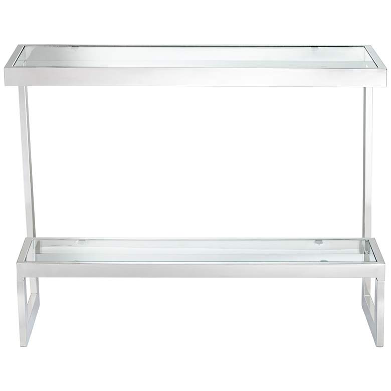 Rico 39 1/2&quot; Wide Chrome Glass Shelf Modern Console Table more views