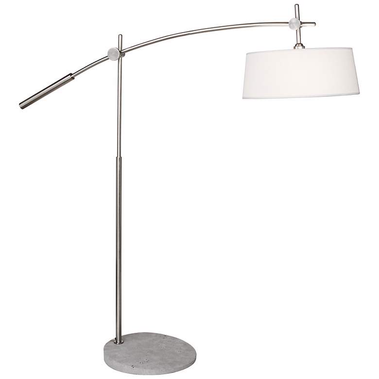 Image 1 Rico Espinet Miles Adjustable Height 2-Light Boom Arm Nickel Floor Lamp