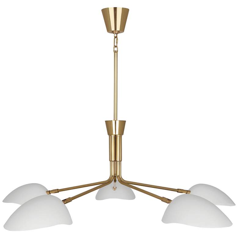 Image 1 Rico Espinet Racer 50" Wide 5-Light White and Brass Modern Chandelier